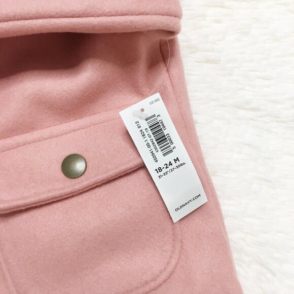 OLD NAVY Pink Winter Soft-Brushed Hooded Pea Coat Sherpa Fleece Lined Jacket 24M - Picture 6 of 8